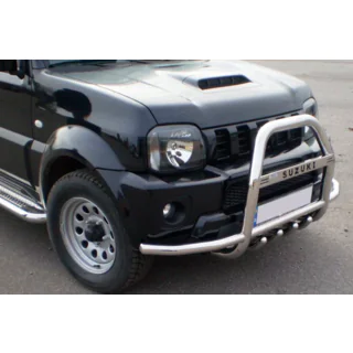 Priekšējais aizsargstienis QT007-Exclusive (ar uzrakstu, nerūsējošais tērauds) Suzuki Jimny 1998–2018 foto 4