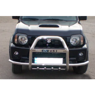 Priekšējais aizsargstienis QT007-Exclusive (ar uzrakstu, nerūsējošais tērauds) Suzuki Jimny 1998–2018 foto 1