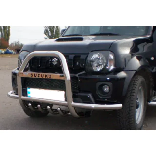 Priekšējais aizsargstienis QT007-Exclusive (ar uzrakstu, nerūsējošais tērauds) Suzuki Jimny 1998–2018 foto 3
