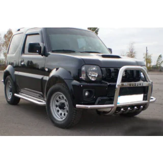 Priekšējais aizsargstienis QT007-Exclusive (ar uzrakstu, nerūsējošais tērauds) Suzuki Jimny 1998–2018 foto 2