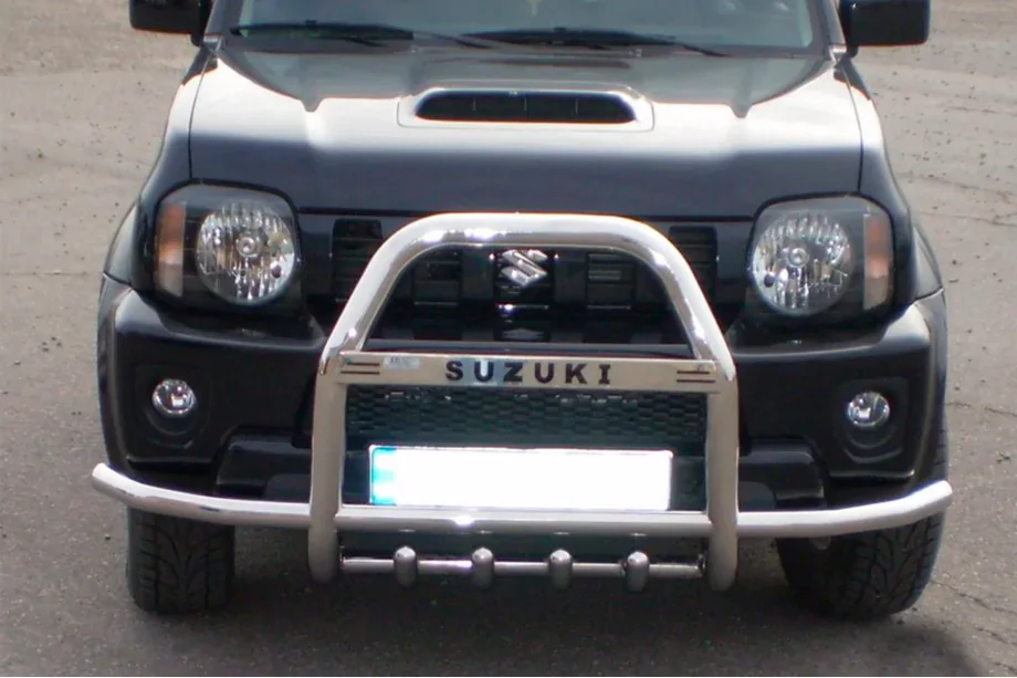 Suzuki Jimny 1998–2018 Priekšējais aizsargstienis QT007-Exclusive (ar uzrakstu, nerūsējošais tērauds) Image
