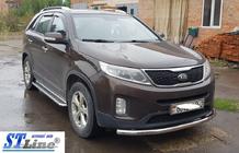 Kia Sorento II XM 2009–2014 Priekšējais aizsargstienis ST008 (2013-2015, nerūsējošais tērauds) foto 2