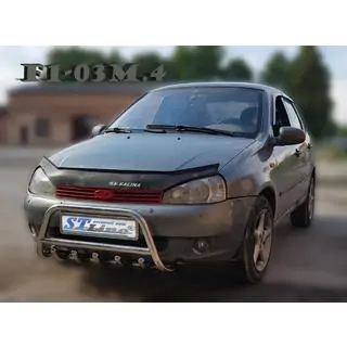 Nerūsējošā tērauda priekšējais aizsargstienis (bullbar) WT003 (60 mm) Lada Kalina 2004–2011 foto 3