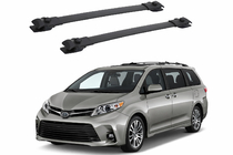 Toyota Sienna 2010–2020 Jumta bagāžnieka šķērstieņi melni uz OEM reliņiem (alumīnijs) foto 1