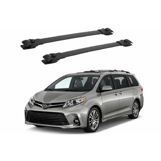 Jumta bagāžnieka šķērstieņi melni uz OEM reliņiem (alumīnijs) Toyota Sienna 2010–2020 foto 1