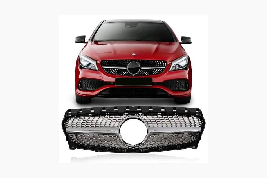 Mercedes CLA C117 2013–2019 Priekšējais radiatora režģis (2017-2019, Diamond Silver) Foto 1