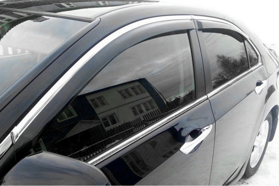 Honda Accord VIII 2008–2012 Logu vēja deflektori ar hroma līsti SD (4 gab., HIC) Foto 1