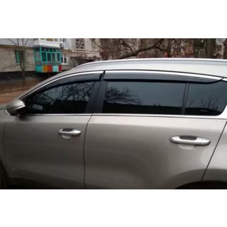 Logu vēja deflektori ar hromētu līsti (4 gab., HIC) Kia Sportage 2015–2021 foto 1