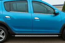 Dacia Sandero 2007–2013 Ārējās logu apmales (4 gab., nerūsējošais tērauds) OmsaLine – itāļu nerūsējošais tērauds foto 1