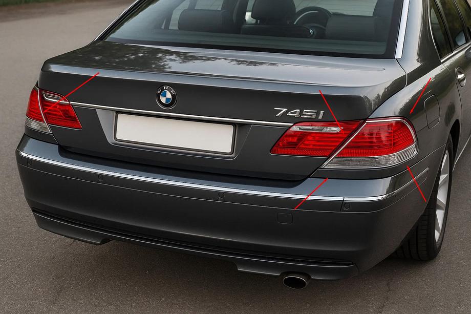 BMW 7. sērija E65/66 2001–2008 Aizmugurējo lukturu uzlikas (2 gab., ABS) Image
