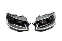 Volkswagen T6 2015–2024 Priekšējie lukturi ar LED dienas gaismām Black (2015-2019, 2 gab.) foto 3