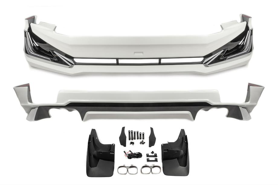 Toyota Land Cruiser Prado 150 2009–2023 Priekšējā un aizmugurējā bufera uzlikas Modelista V3-LED (2017-) Balta krāsa Image