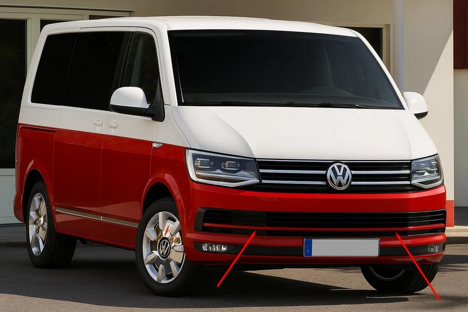 Volkswagen T6 2015–2024 Bampera režģa uzlikas 2015-2019 (3 gab., sarkanas) Foto 1