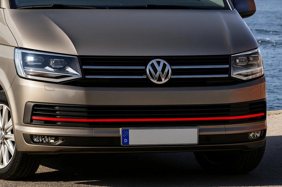 Volkswagen T6 2015–2024 Bampera režģa uzlikas 2015-2019 (3 gab., sarkanas) Foto 6