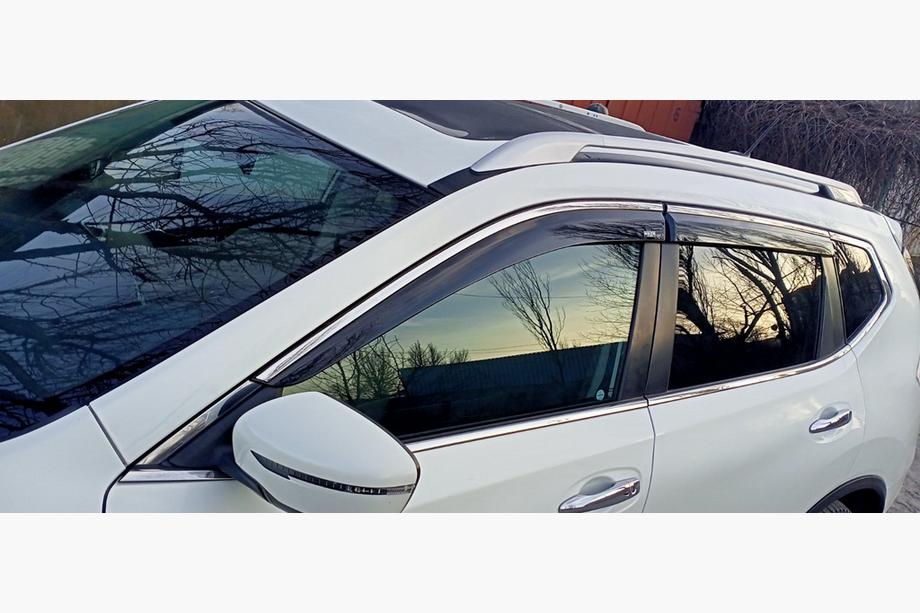 Nissan X-trail T32/Rogue 2014–2021 Logu vēja deflektori ar hromētu līsti (4 gab., Niken) Foto 6