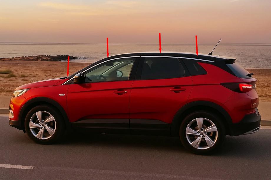 Opel Grandland X 2017– Augšējās logu apdares līstes (8 gab., nerūsējošais tērauds) Foto 1