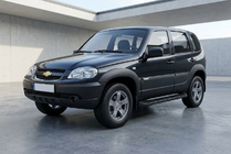 Chevrolet Niva 1998–2020 Sānu sliekšņi Tayga Black (2 gab., alumīnijs) foto 1