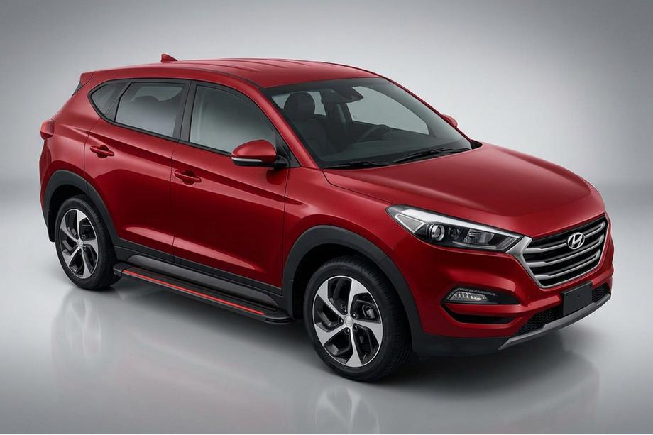 Hyundai Tucson TL 2016–2021 Sānu pakāpieni Maya Red-Black (2 gab., alumīnijs) Foto 1