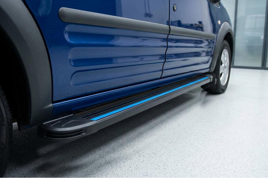 Ford Connect 2010–2013 Sānu sliekšņi Maya Blue (2 gab., alumīnijs) Maxi riteņu bāze Image
