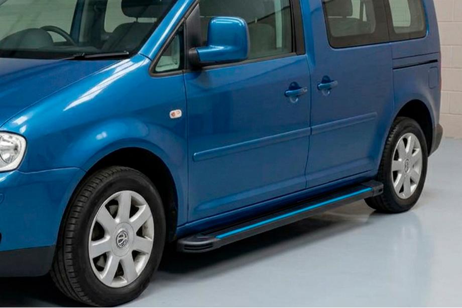 Volkswagen Caddy 2010–2015 Sānu sliekšņi Maya Blue (2 gab., alumīnijs) Standarta bāze Image
