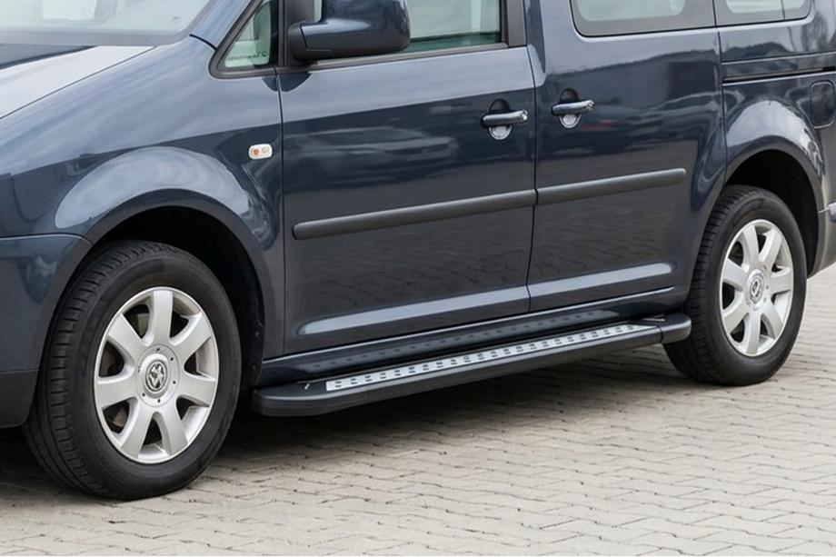 Volkswagen Caddy 2010–2015 Sānu sliekšņi New Vision Black (2 gab., alumīnijs) Maxi riteņu bāze Image