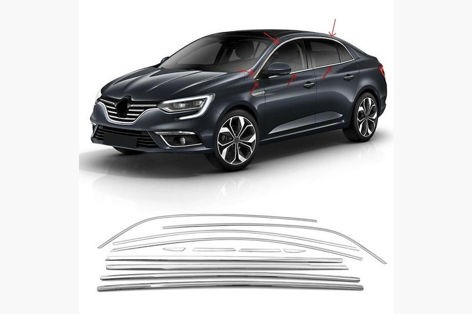 Renault Megane IV 2016–2025 Pilns logu hroma apmaļu komplekts (Sedan, 12 gab., nerūsējošais tērauds) Carmos - turku teras Image