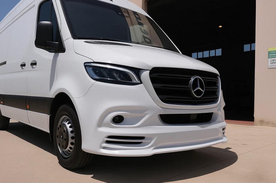 Mercedes Sprinter W907/W910 2018– Priekšējā bufera uzlika V3 (krāsošanai) Foto 1