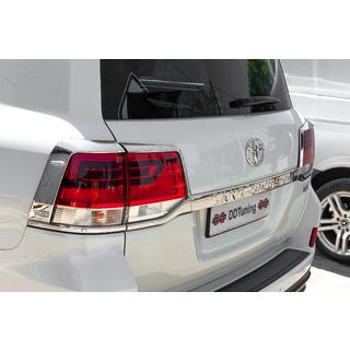 Hromēti uzlikas aizmugurējiem lukturiem (2015+, 4 daļas, plastmasa) Toyota Land Cruiser 200 2007–2021 foto 1
