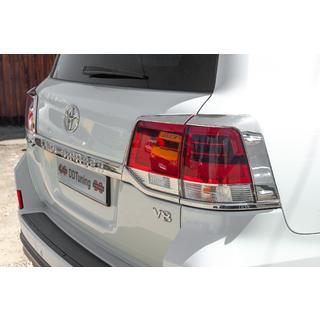 Hromēti uzlikas aizmugurējiem lukturiem (2015+, 4 daļas, plastmasa) Toyota Land Cruiser 200 2007–2021 foto 3