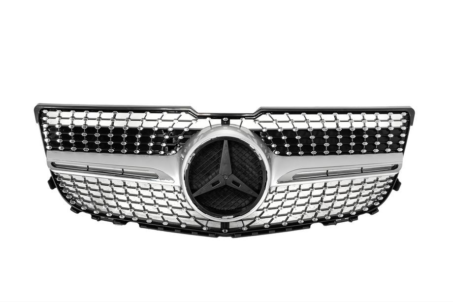 Mercedes GLK class X204 2008–2015 Priekšējā radiatora reste Diamond Silver (2013-2015) Ar kameras atveri Foto 5