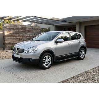 Sānu sliekšņi Tayga Black (2 gab., alumīnijs) Nissan Qashqai 2007–2010 foto 1
