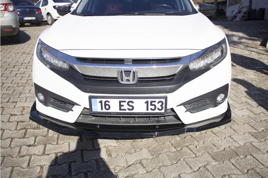 Honda Civic Sedans X 2016–2021 Priekšējā bampera lūpa V1 (melna) Foto 4