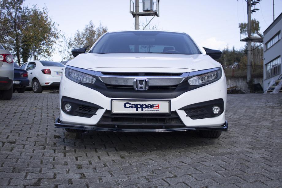 Honda Civic Sedans X 2016–2021 Priekšējā bampera lūpa V1 (melna) Foto 5