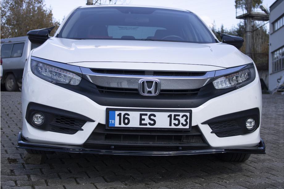 Honda Civic Sedans X 2016–2021 Priekšējā bampera lūpa V1 (melna) Foto 6