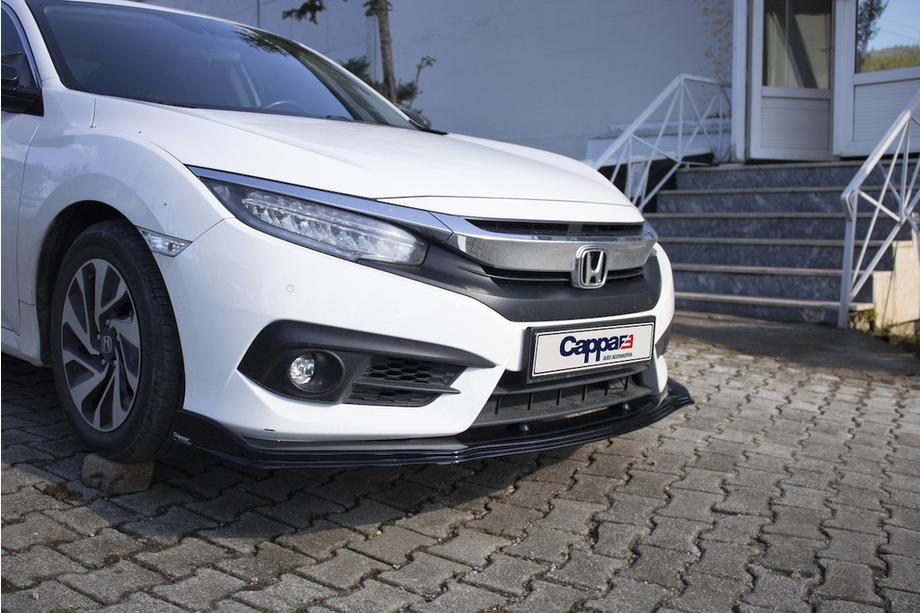 Honda Civic Sedans X 2016–2021 Priekšējā bampera lūpa V1 (melna) Foto 7