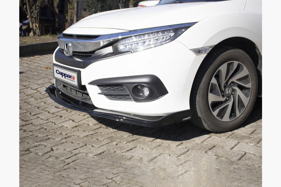 Honda Civic Sedans X 2016–2021 Priekšējā bampera lūpa V1 (melna) Foto 2