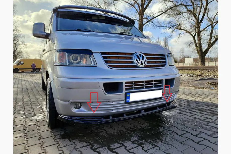 Volkswagen T5 Caravelle 2004–2010 Priekšējā bampera lūpas spoilers (ABS) Image