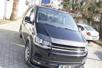 Volkswagen T6 2015–2024 Priekšējā bufera lūpas uzlika, karbonizskats 2015-2018 (ABS) foto 2