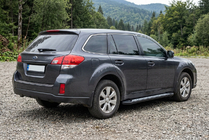 Subaru Outback 2009–2014 Sānu sliekšņi New Vision Black (2 gab., alumīnijs) foto 1