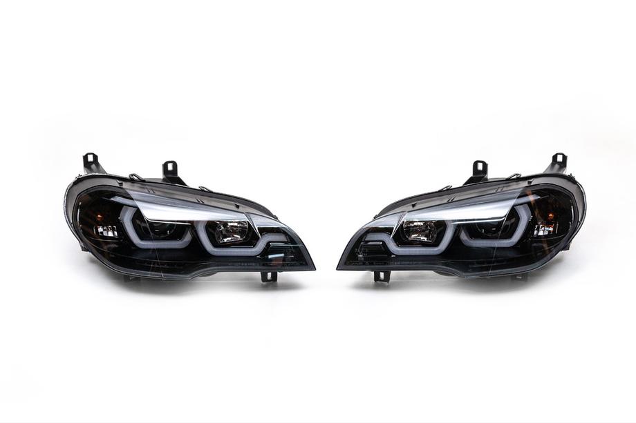 BMW X5 E70 2007–2013 Priekšējie lukturi ar LED apgaismojumu (2 gab., tumši) Foto 2