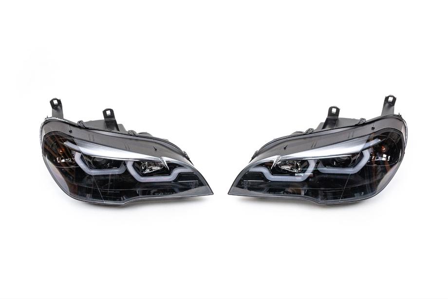 BMW X5 E70 2007–2013 Priekšējie lukturi ar LED apgaismojumu (2 gab., tumši) Foto 3