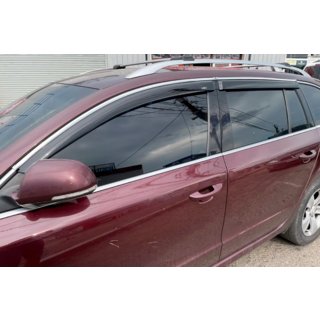 Logu vēja deflektori ar hroma līsti SW (4 gab., HIC) Skoda Superb 2009–2015 foto 1