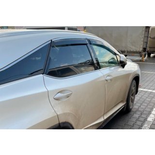 Logu vēja deflektori ar hroma līsti LONG (4 gab., HIC) Lexus RX 2016–2022 foto 2