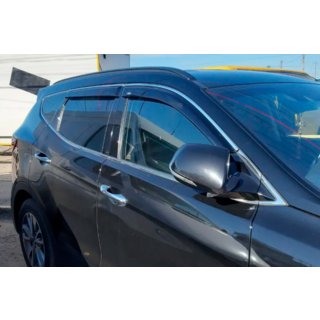 Logu vēja deflektori ar hromētu līsti (4 gab., HIC) Hyundai Santa Fe 4 2018–2023 foto 1