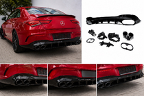 Mercedes CLA C118 2019– Aizmugurējais difuzors ar izplūdes uzgaļiem (CLA45 dizains) foto 1