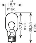 Signāllampa Philips 12067 W16W 12V W2.1x9.5d foto 2