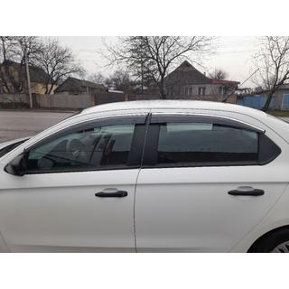 Logu vēja deflektori ar hromētu moldingu (4 gab., Sunplex Chrome) foto 1