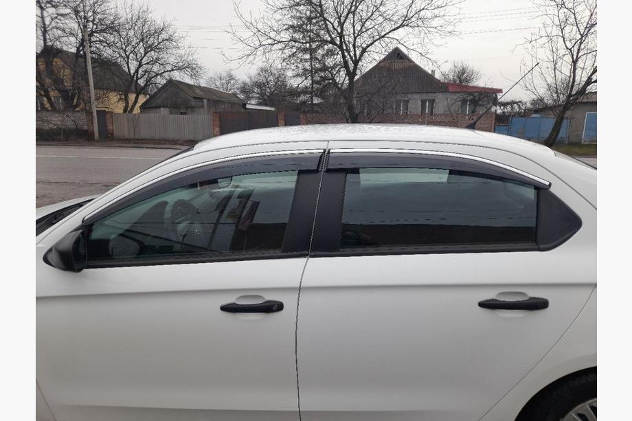 Peugeot 301 2012– Logu vēja deflektori ar hromētu moldingu (4 gab., Sunplex Chrome) Image