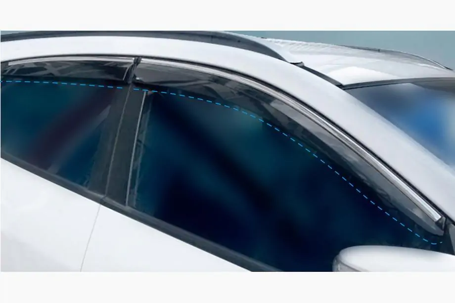 Hyundai IX-35 2010–2015 Logu vēja deflektori ar hromētu moldingu (4 gab., Sunplex Chrome) Foto 1