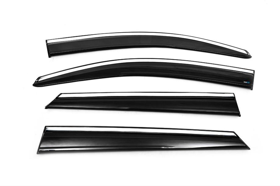 Hyundai Tucson TL 2016–2021 Logu vēja deflektori ar hromētu moldingu (4 gab., Sunplex Chrome) Foto 5